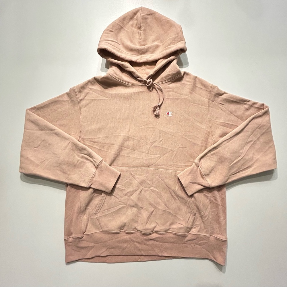 Champion Men's Reverse Weave Hoodie Sweatshirt Pink Large